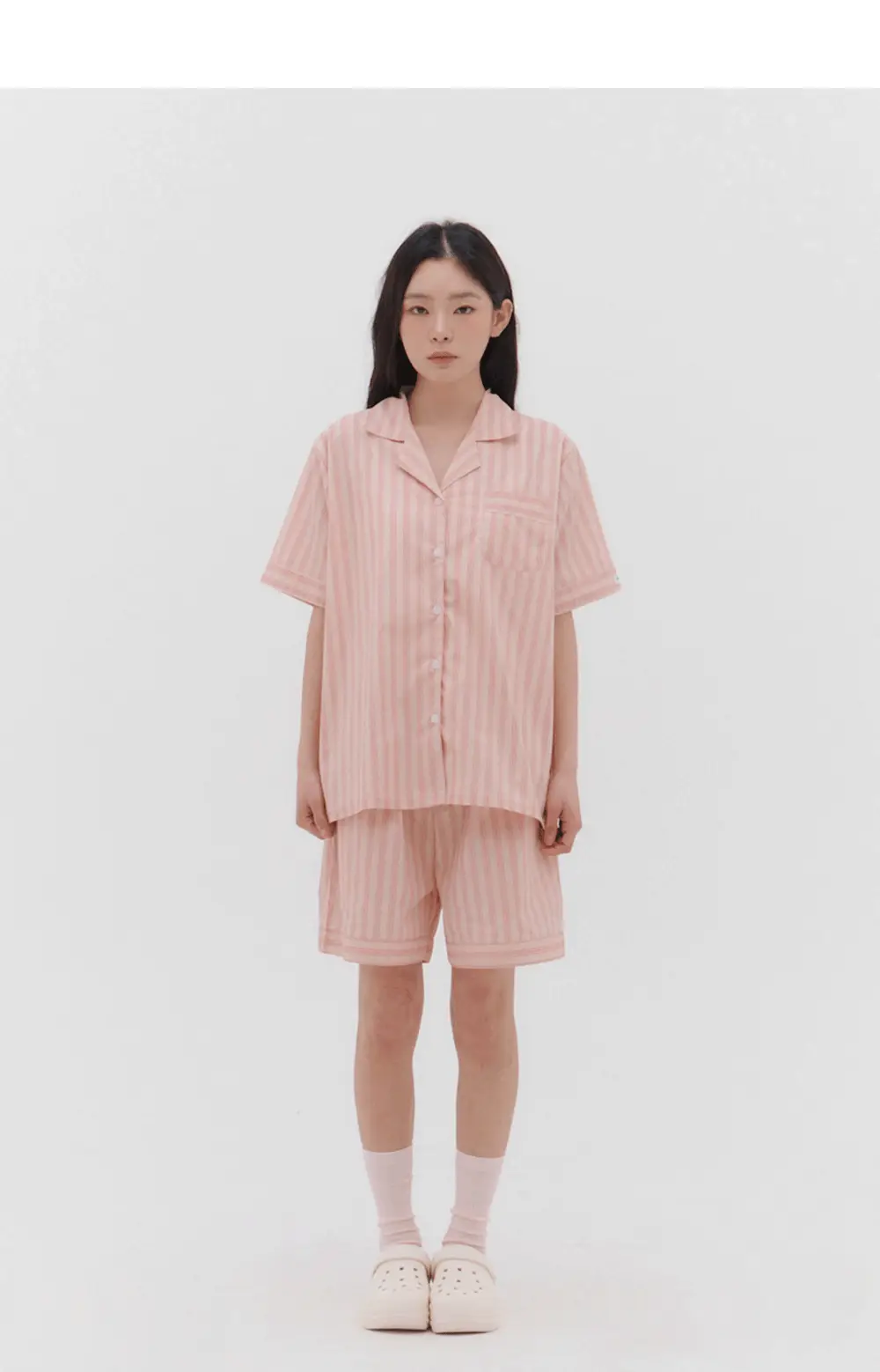 [곽민경 PICK] 오프아워 타이드리듬 글로시피치 반팔 잠옷 세트 (M / L / XL) 상세페이지 17